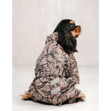 Зимний комбинезон с поясом коричневый узоры R-37