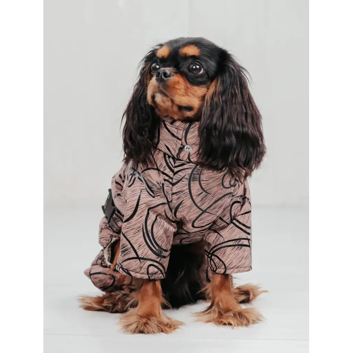 Зимовий комбінезон з поясом візерунки коричневий R-37