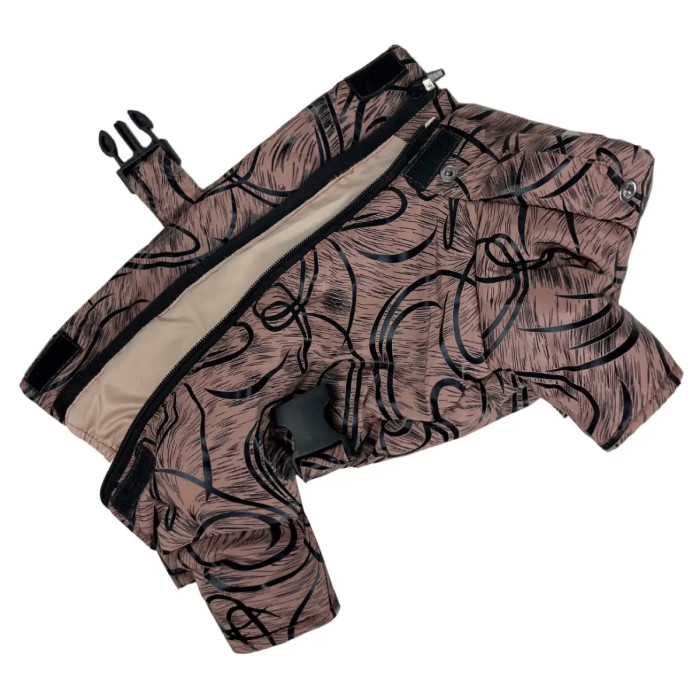 Зимовий комбінезон з поясом візерунки коричневий R-37