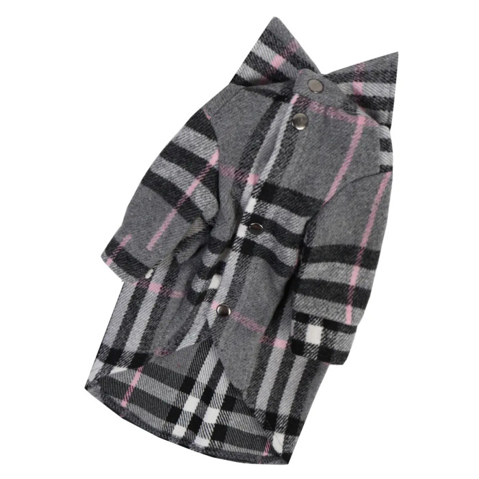 Рубашка клетчатая для собак, серая RUB-62