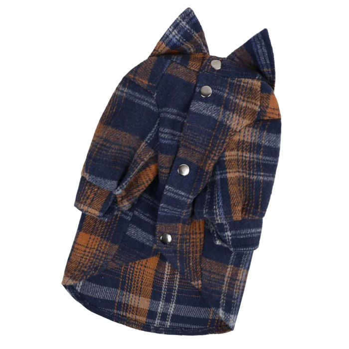 Рубашка клетчатая для собак, синий оранжевый RUB-67