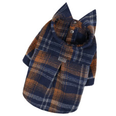 Рубашка клетчатая для собак, синий оранжевый RUB-67