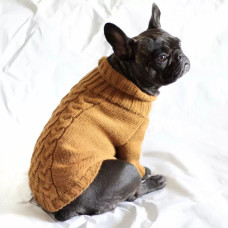 Свитер для собак вязаный Косичка горчица Y-227