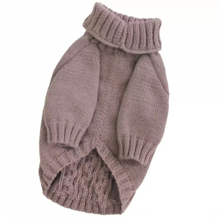 Свитер для собак вязаный Косичка какао Y-228