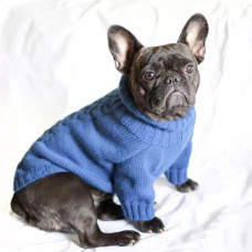 Свитер вязаный Косичка синий Y-230