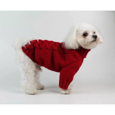 Свитер вязаный Косичка красный Y-236