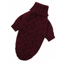 Свитер вязаный Косичка марсала Y-237