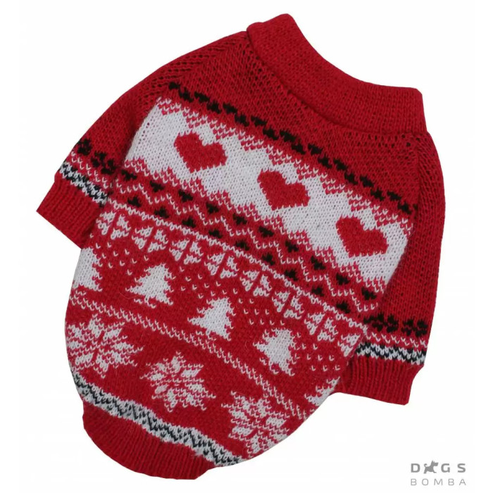 Свитер вязаный New Year красный Y-238