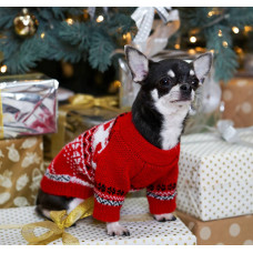 Свитер вязаный New Year красный Y-238
