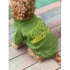 Свитер вязаный Украина оливка желтый Y-276