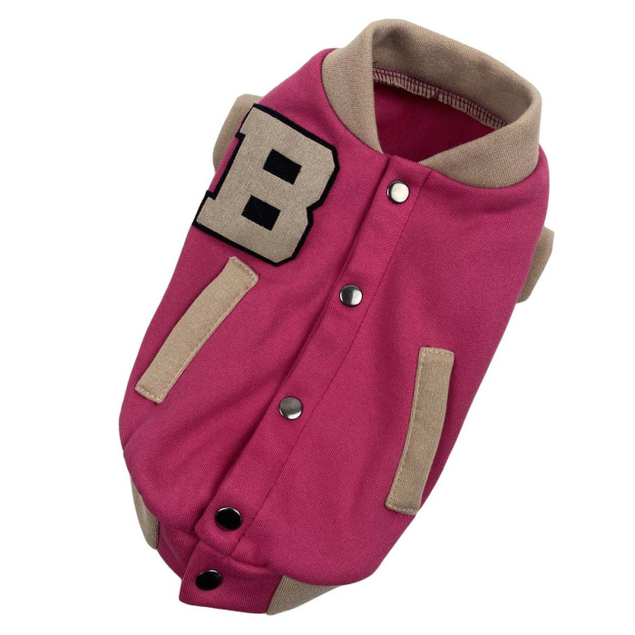 Бомбер для собак малина-беж Y-278