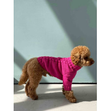 Свитер вязаный Косичка малиновый Y-282