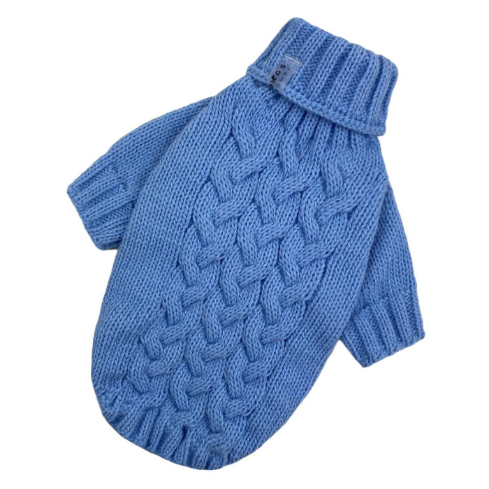 Свитер вязаный Косичка голубой Y-284