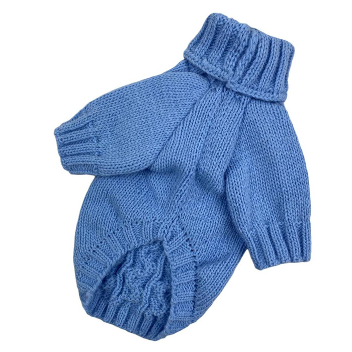 Свитер вязаный Косичка голубой Y-284