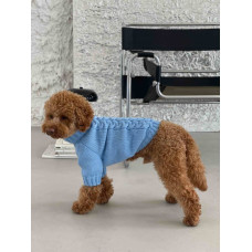 Свитер вязаный Косичка голубой Y-284