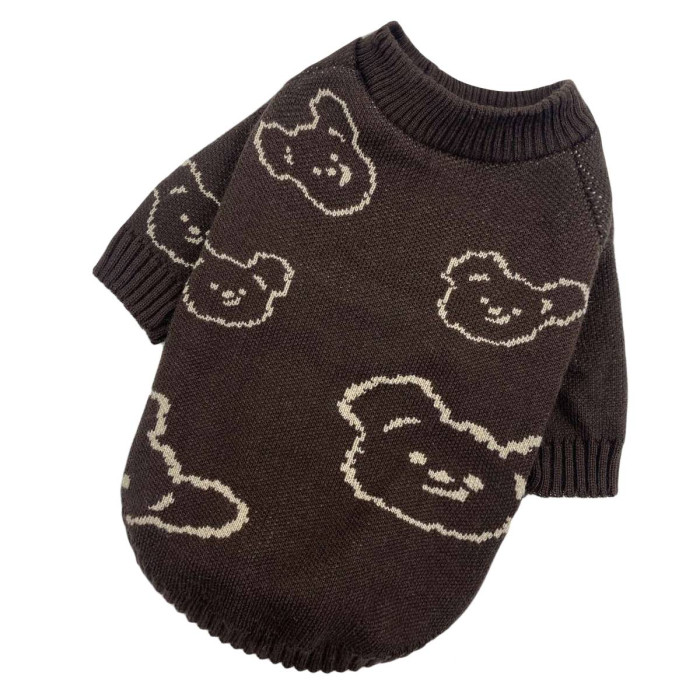 Свитер вязаный Медведь коричневый Y-286
