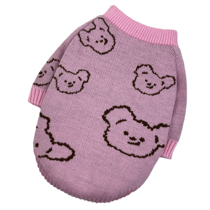 Свитер вязаный Медведь розовый Y-287