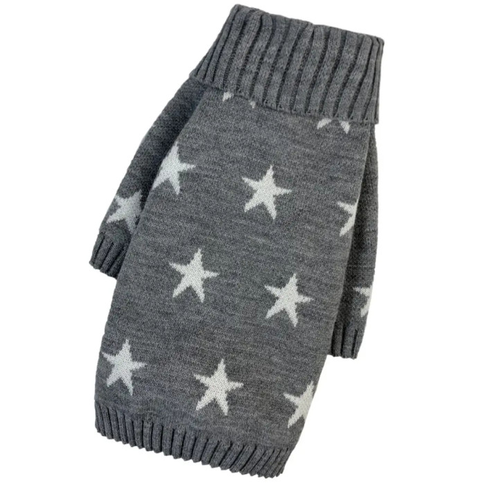 Свитер вязаный Звездочки серый Y-329