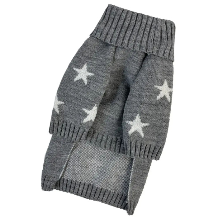 Свитер вязаный Звездочки серый Y-329