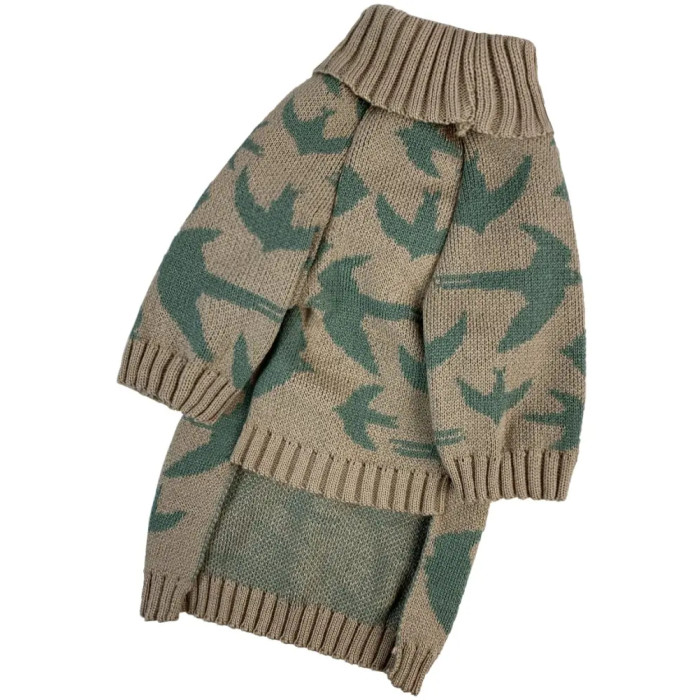 Светр в'язаний Пташки беж Y-330