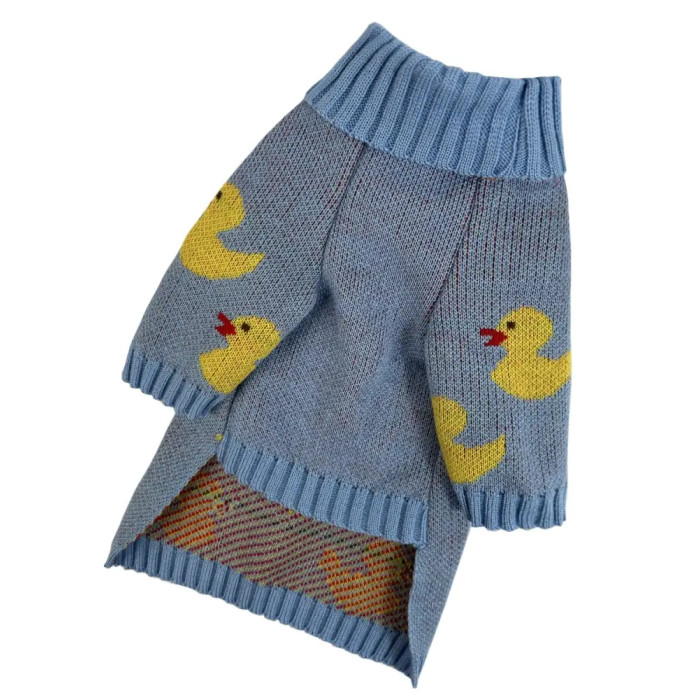 Свитер вязаный Утята голубой Y-343