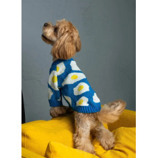 Свитер вязаный яичница синий Y-347