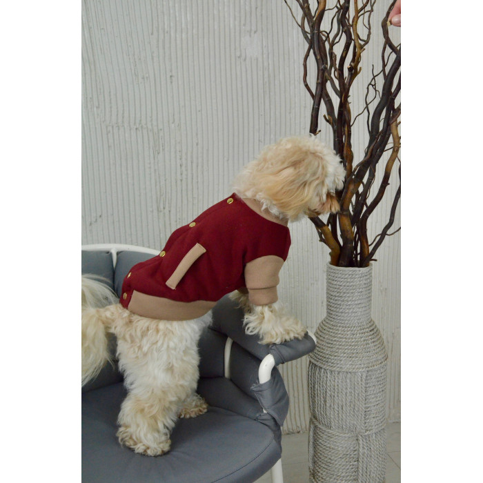 Бомбер для собак марсала-беж Y-370