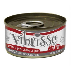 Конcерви для котів VIBRISSE курка/шинка, 140г
