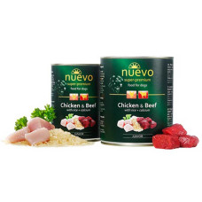 Корм консервированный NUEVO JUNIOR с курицей, говядиной и рисом + кальций, для щенков, 800г