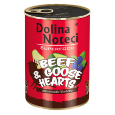 Консерва Dolina Noteci Superfood для собак из говяжьих и гусиных сердец, 400 г