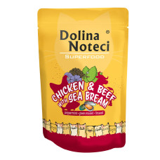Пауч Dolina Noteci Superfood для кошек с курятиной, говядиной и дорадо, 85г