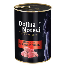 Корм консервированный Dolina Noteci Premium для кошек, мясные кусочки в соусе с телятиной, 400г