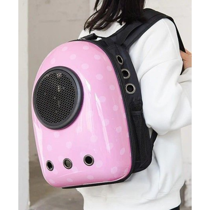 Рюкзак пластиковий ілюмінатор, рожевий горох, 32х42х32