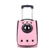 Переносной рюкзак на колесиках для домашних питомцев 33х44х27, розовый