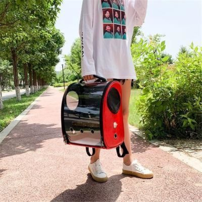 Рюкзак-переноска для питомцев маленького размера, 35х40х25, красная